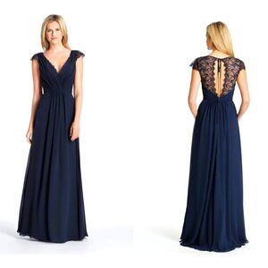 Hayley Paige Navy Blue Lace Illusion Wedding Formal Dress Gown Size 22 3X Plus